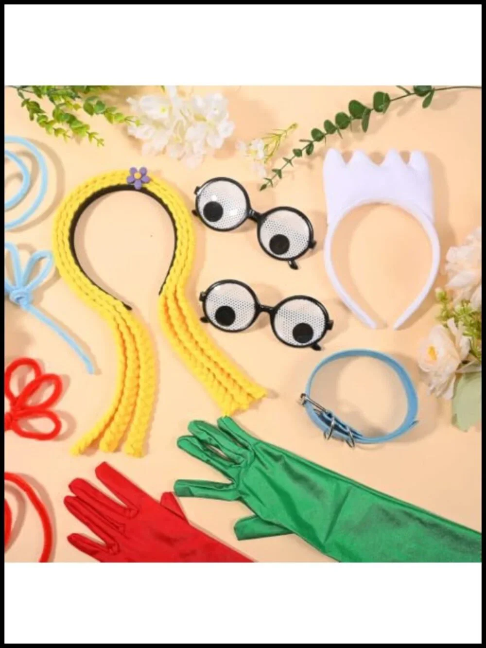Halloween Fork Knife Costume Set with Googly Eyes Gloves Hair Accessories for